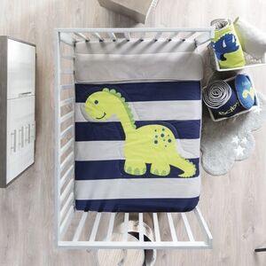 DINOSAUR BABY BOY CRIB BEDDING NURSERY COMFORTER 3 PCS 100% COTTON
